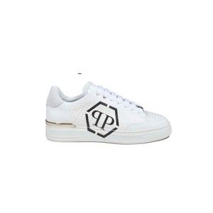 Philipp Plein Hexagon Lo-Top Sneakers In White Leather - NWT